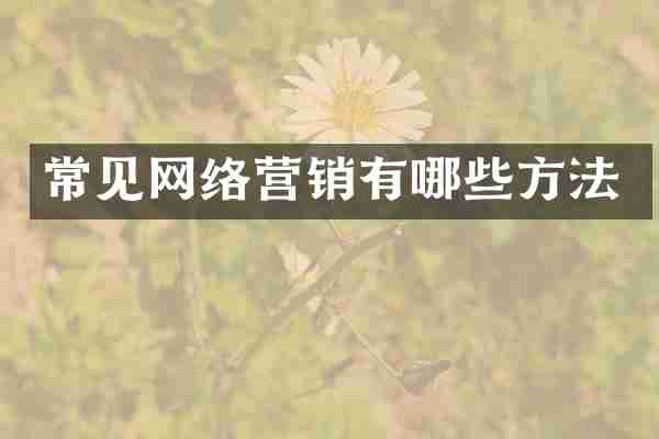 常见网络营销有哪些方法