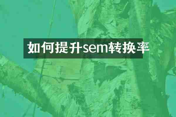 如何提升sem转换率