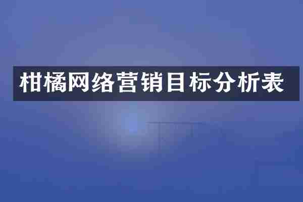 柑橘网络营销目标分析表