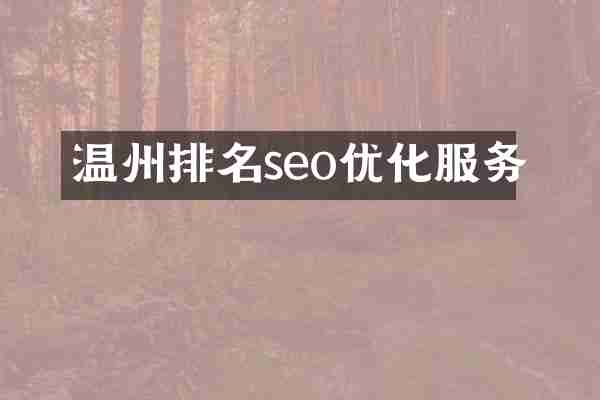 温州排名seo优化服务