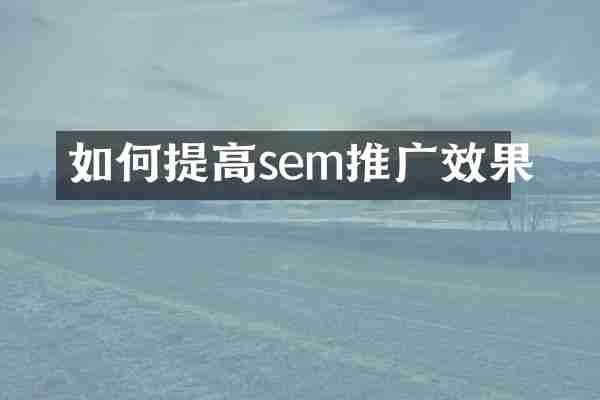 如何提高sem推广效果