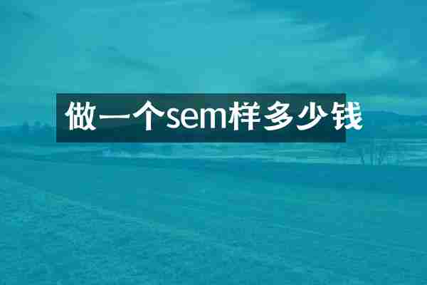 做一个sem样多少钱
