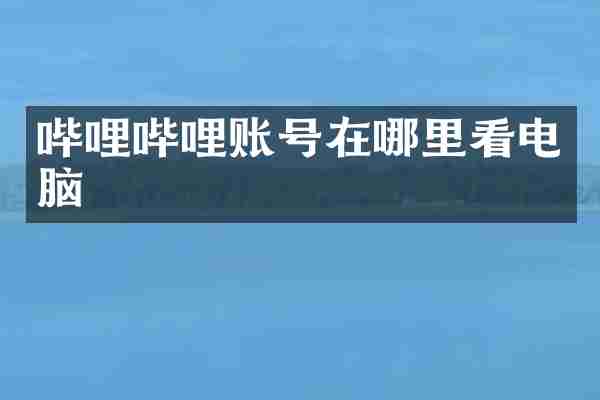 哔哩哔哩账号在哪里看电脑