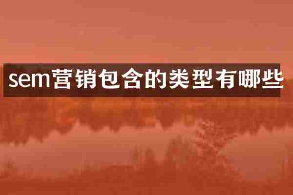 sem营销包含的类型有哪些