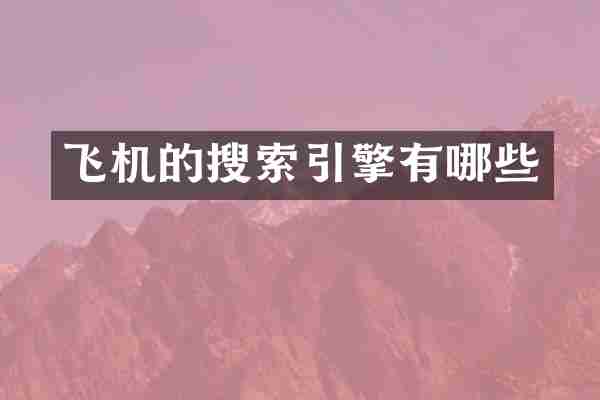 飞机的搜索引擎有哪些