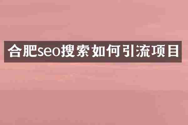 合肥seo搜索如何引流项目