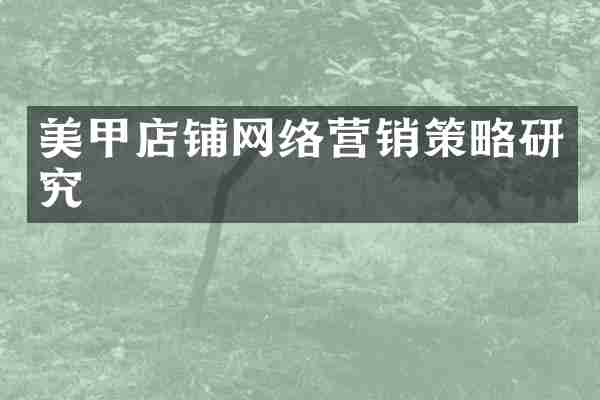 美甲店铺网络营销策略研究