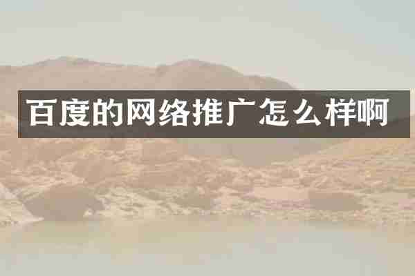 百度的网络推广怎么样啊
