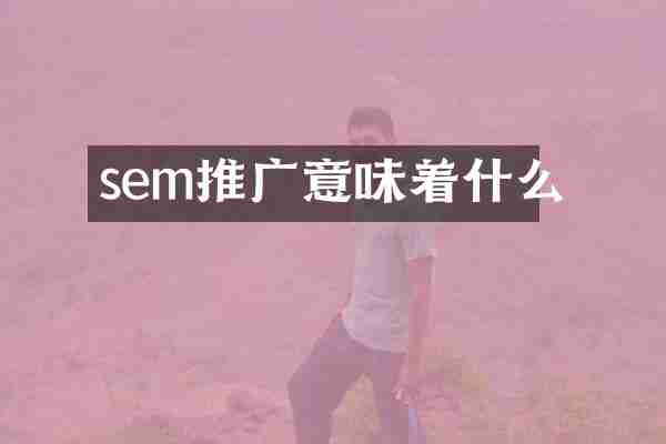 sem推广意味着什么