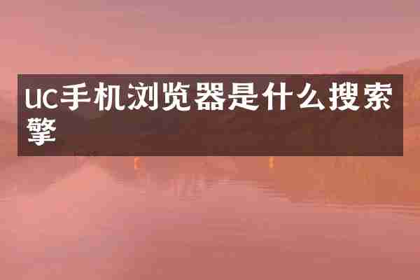 uc手机浏览器是什么搜索引擎
