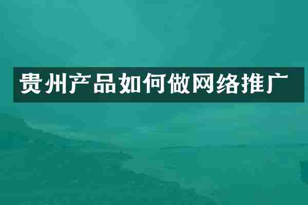 贵州产品如何做网络推广