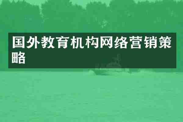 国外教育机构网络营销策略