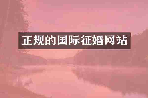 正规的国际征婚网站