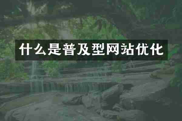 什么是普及型网站优化