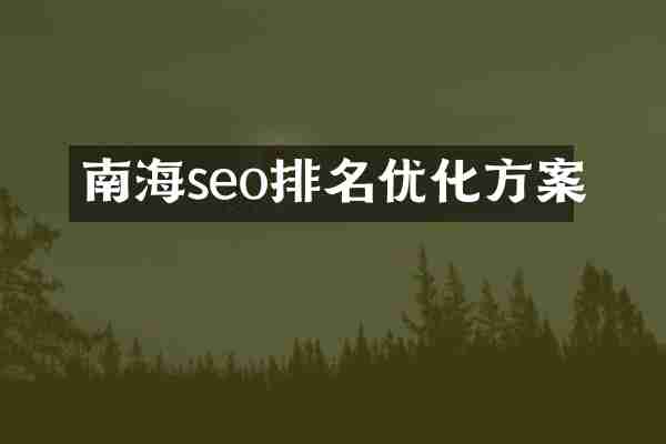 南海seo排名优化方案