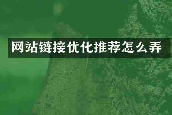 网站链接优化推荐怎么弄