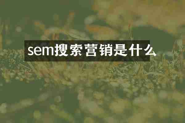 sem搜索营销是什么