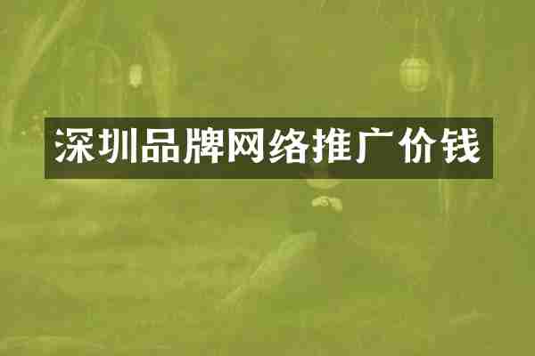 深圳品牌网络推广价钱