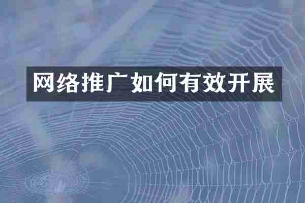 网络推广如何有效开展