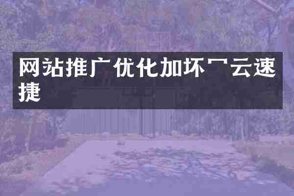网站推广优化加坏冖云速捷