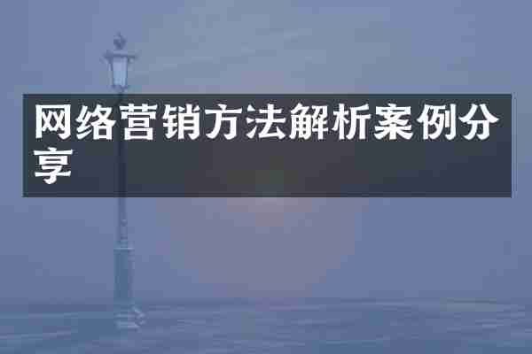 网络营销方法解析案例分享
