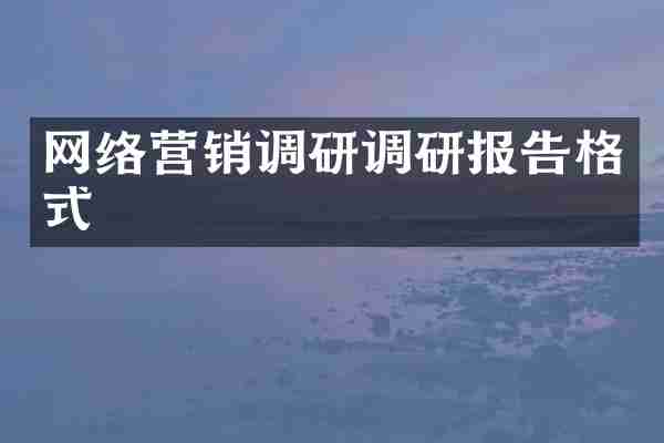 网络营销调研调研报告格式