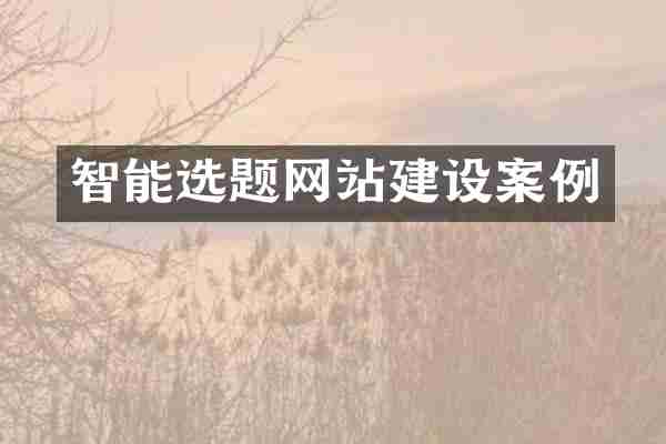 智能选题网站建设案例