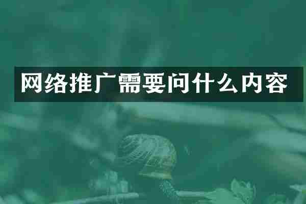 网络推广需要问什么内容