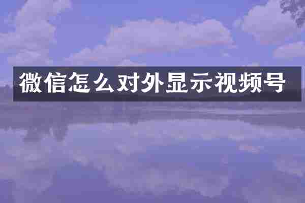 微信怎么对外显示视频号