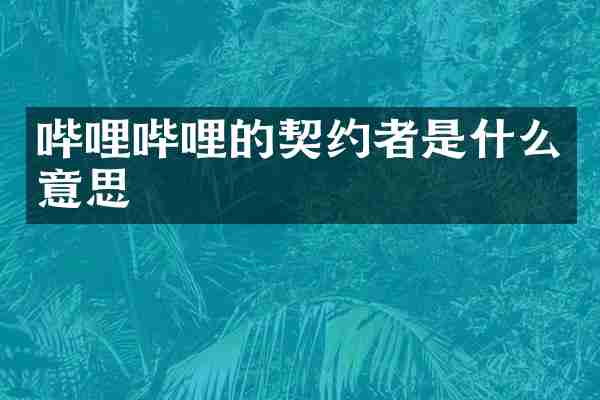哔哩哔哩的契约者是什么意思
