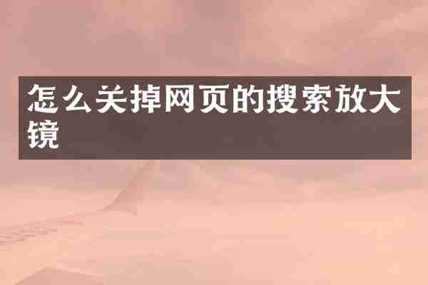 怎么关掉网页的搜索放大镜