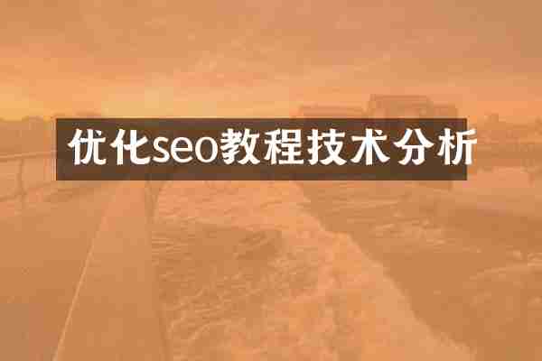 优化seo教程技术分析