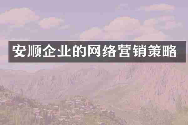 安顺企业的网络营销策略