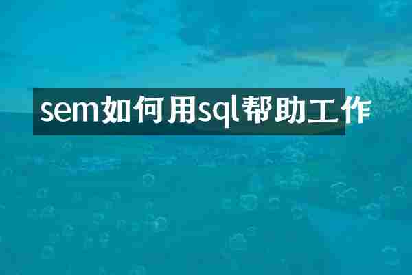 sem如何用sql帮助工作