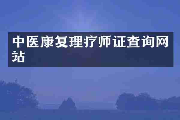 中医康复理疗师证查询网站
