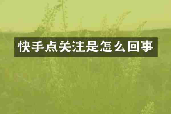 快手点关注是怎么回事