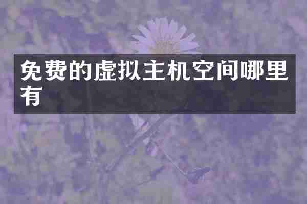 免费的虚拟主机空间哪里有
