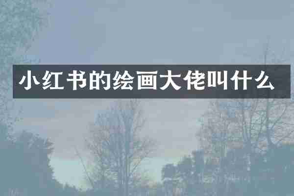 小红书的绘画大佬叫什么