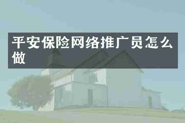 平安保险网络推广员怎么做