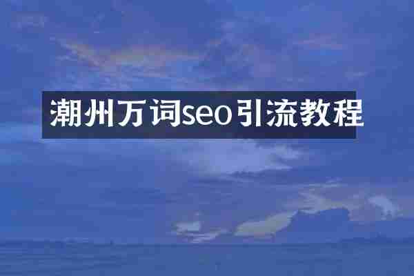 潮州万词seo引流教程