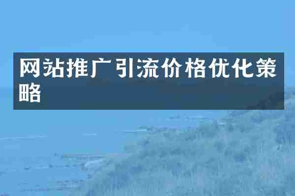 网站推广引流价格优化策略