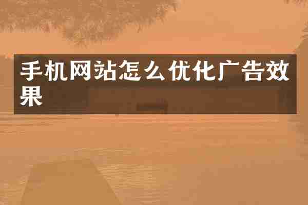 手机网站怎么优化广告效果