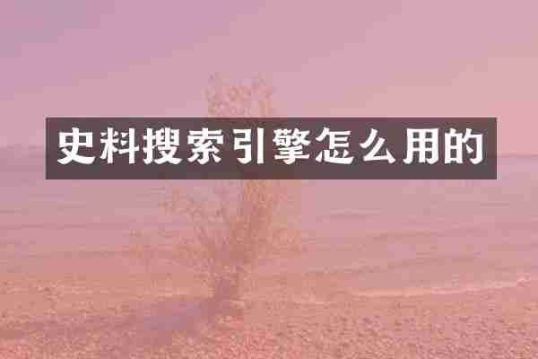 史料搜索引擎怎么用的
