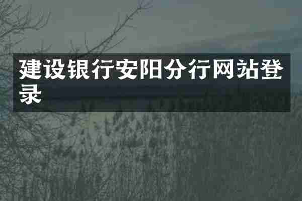 建设银行安阳分行网站登录