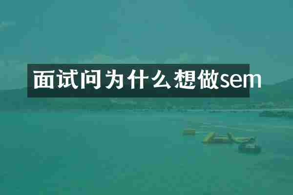 面试问为什么想做sem