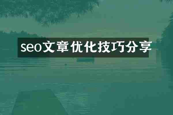 seo文章优化技巧分享