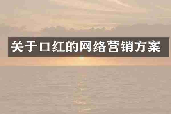 关于口红的网络营销方案
