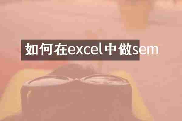 如何在excel中做sem