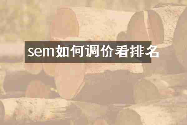 sem如何调价看排名