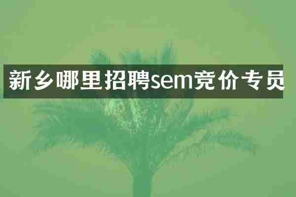 新乡哪里招聘sem竞价专员